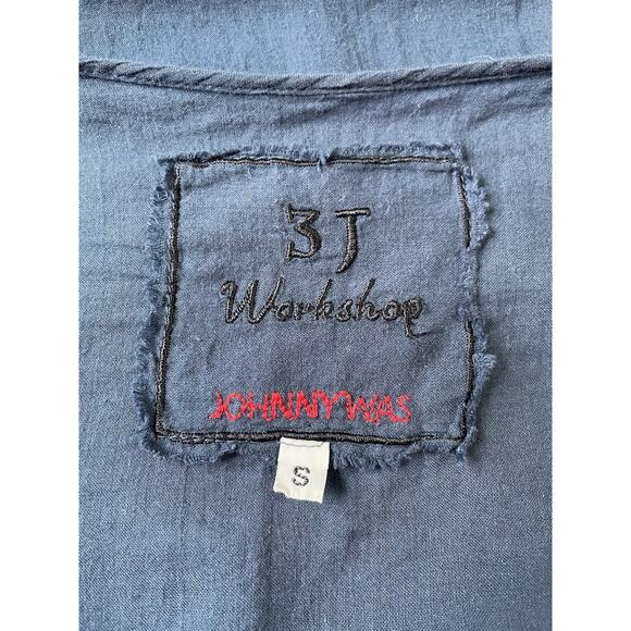 Johnny Was 3J Workshop Blue Red Embroidered Tunic Top Cotton Long Sleeve Small - Picture 3 of 4